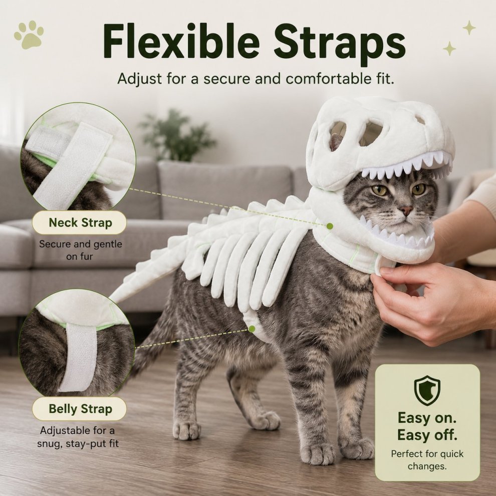 Glow-in-the-Dark Dinosaur Skeleton Pet Costume 🦖💚