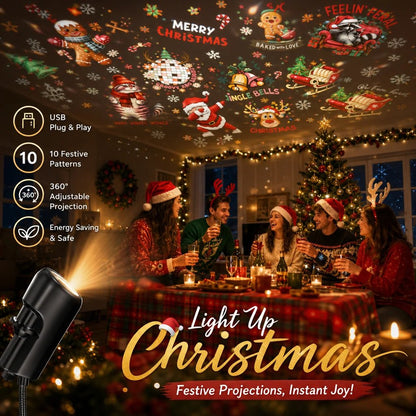 🎄 Plug-&-Play HD Christmas Projector — 6 or 10 Festive Scenes🎅