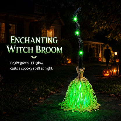 🎁[AL_FlashSale_50%OFF]Magic Halloween Animated Moving Witch Broom Light‑Sound‑Motion