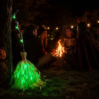 🎁[AL_FlashSale_50%OFF]Magic Halloween Animated Moving Witch Broom Light‑Sound‑Motion