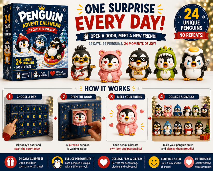  24 Days of Penguin Surprises Advent Calendar – 24 Unique Penguins, 3 Fun Editions