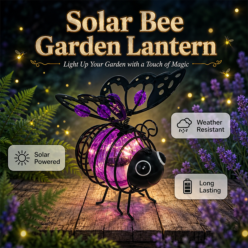 🐝 Hanging Solar Bee Light – Warm Amber Garden Glow