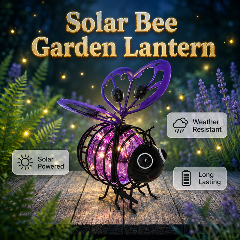 🐝 Hanging Solar Bee Light – Warm Amber Garden Glow