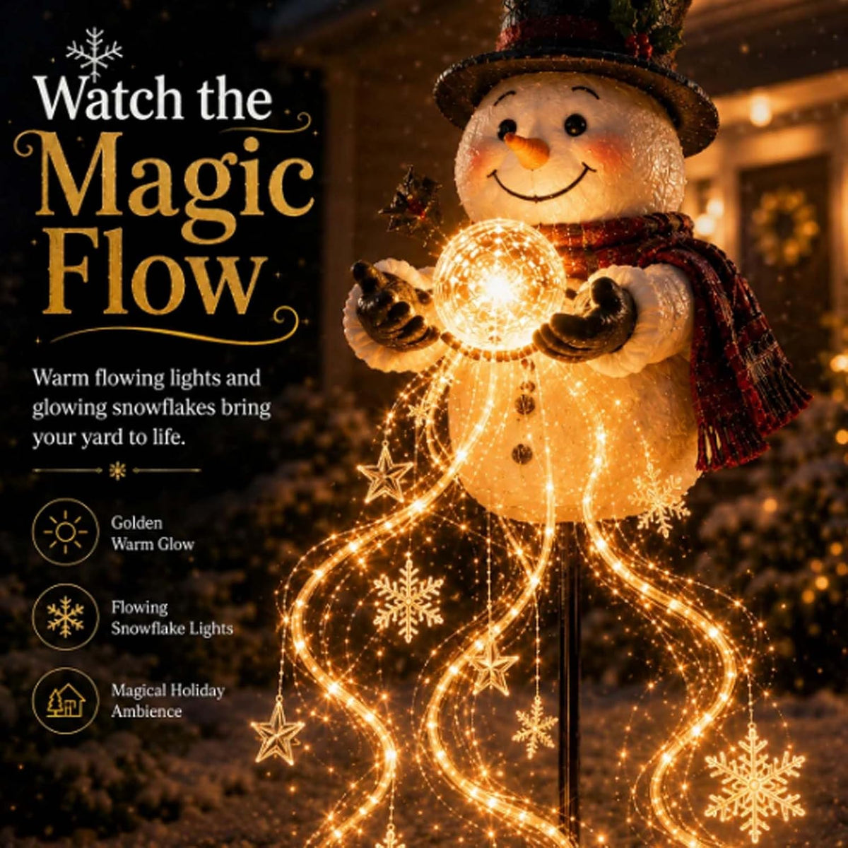 ⛄Snowman Magic Fountain - Flowing Snowflake LED Christmas Garden Light