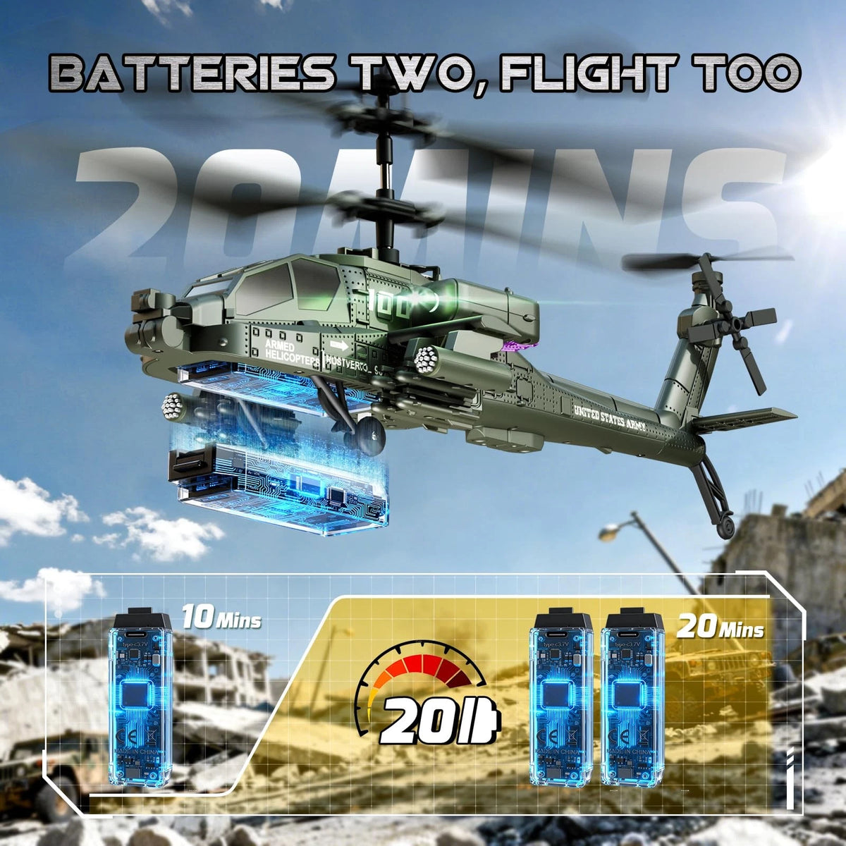 🚁2026 Apache AH-64 remote-controlled helicopter