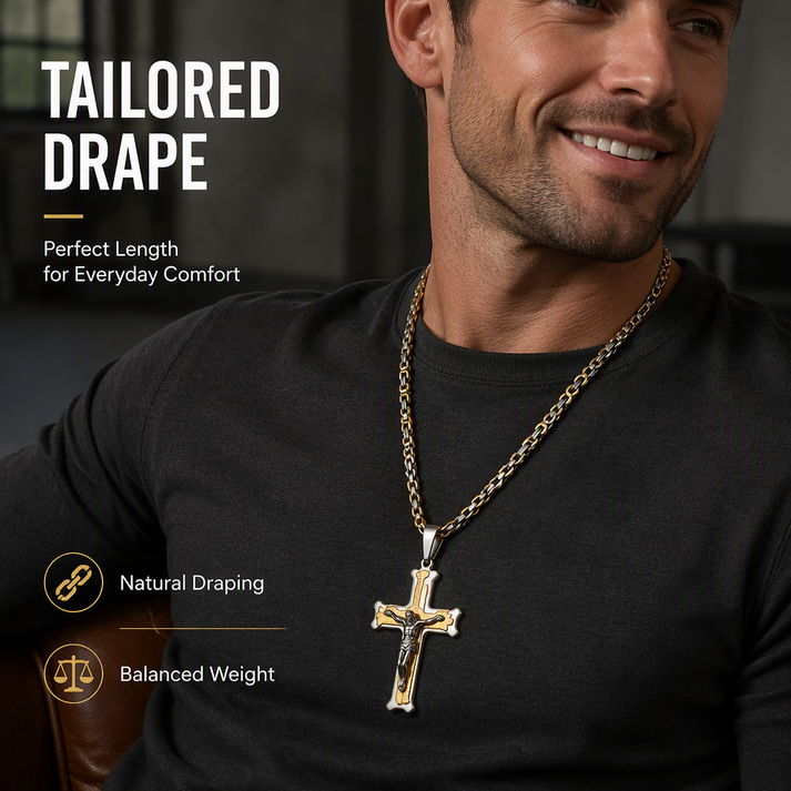 Stainless Steel Crucifix Shaped Jesus Pendant Necklace 