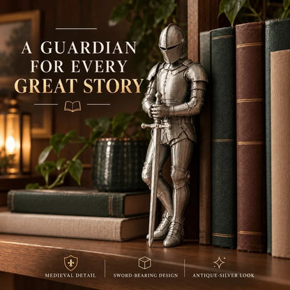 ⚔️ Reading Knight Bookshelf Statue | Medieval Fantasy Bookend Decor