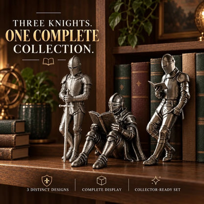 ⚔️ Reading Knight Bookshelf Statue | Medieval Fantasy Bookend Decor