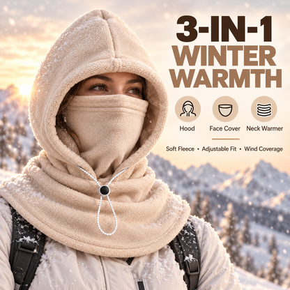 🧣❄️ 3-in-1 Winter Fleece Balaclava Hood - Warm Face, Ear & Neck Cover