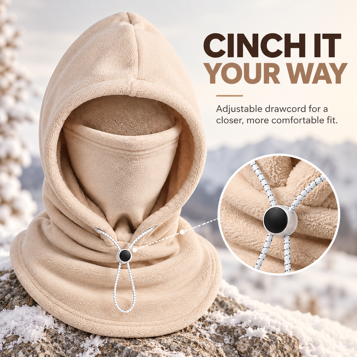 🧣❄️ 3-in-1 Winter Fleece Balaclava Hood - Warm Face, Ear & Neck Cover
