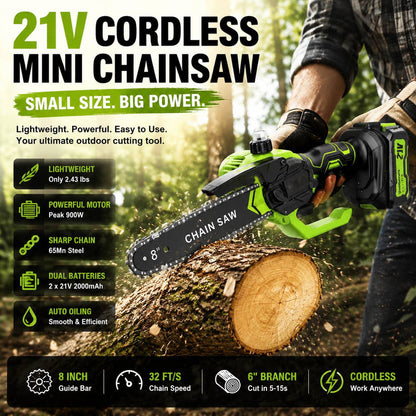 Mini Chainsaw 🔋 8-Inch Portable Electric Chainsaw for Tree Trimming & DIY URL Handle