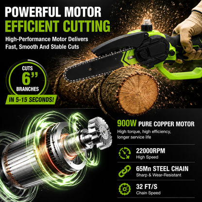 Mini Chainsaw 🔋 8-Inch Portable Electric Chainsaw for Tree Trimming & DIY URL Handle