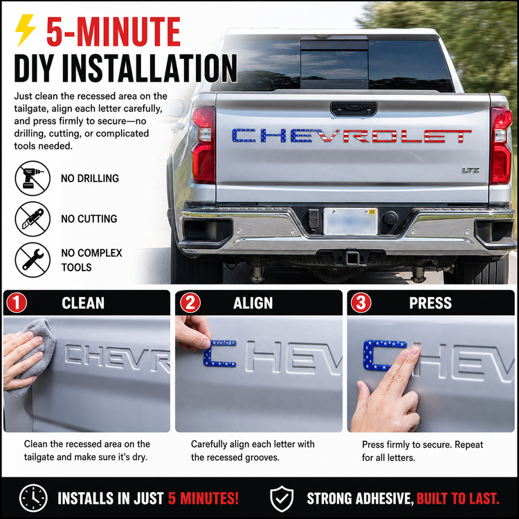 🚗3D Raised Tailgate Letters – Premium ABS Overlay Trim Stickers