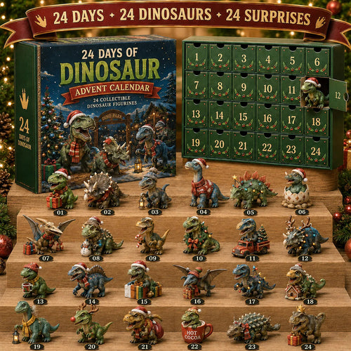 🦖 24 Days of Dinosaur Christmas Advent Calendar – 24 Collectible Dino Figurines & Holiday Surprises