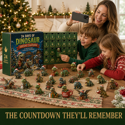 🦖 24 Days of Dinosaur Christmas Advent Calendar – 24 Collectible Dino Figurines & Holiday Surprises