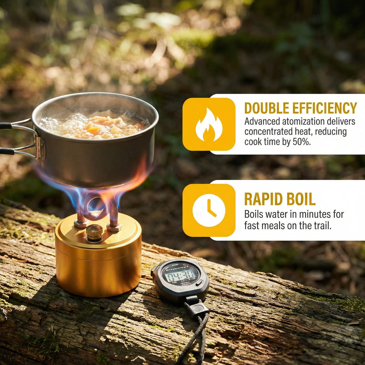 🏕️Self-Pressurized Alcohol Stove – Lightweight Aluminum & Copper Burner for Hiking, Camping & Survival