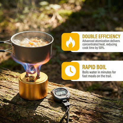 🏕️Self-Pressurized Alcohol Stove – Lightweight Aluminum & Copper Burner for Hiking, Camping & Survival