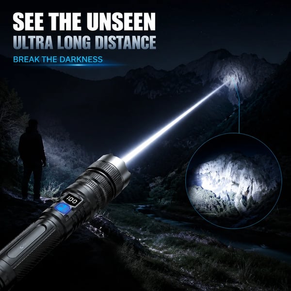 🔦Ultra Bright Tactical Rechargeable LED Flashlight, IP44 Waterproof, Portable Emergency Light for Camping & Hiking
