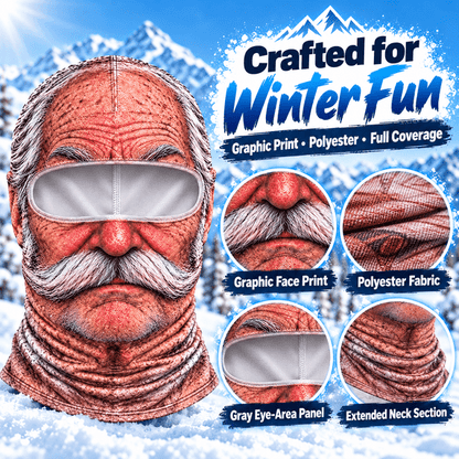 😎Funny ski mask with a realistic face – fun winter party equipment for outdoor groups