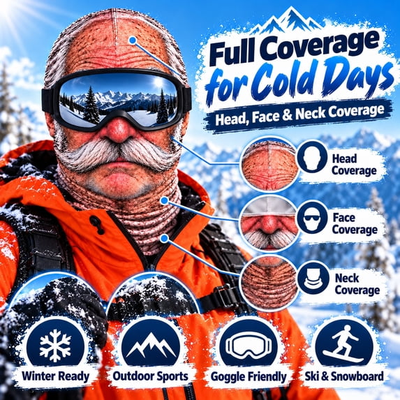 😎Funny ski mask with a realistic face – fun winter party equipment for outdoor groups