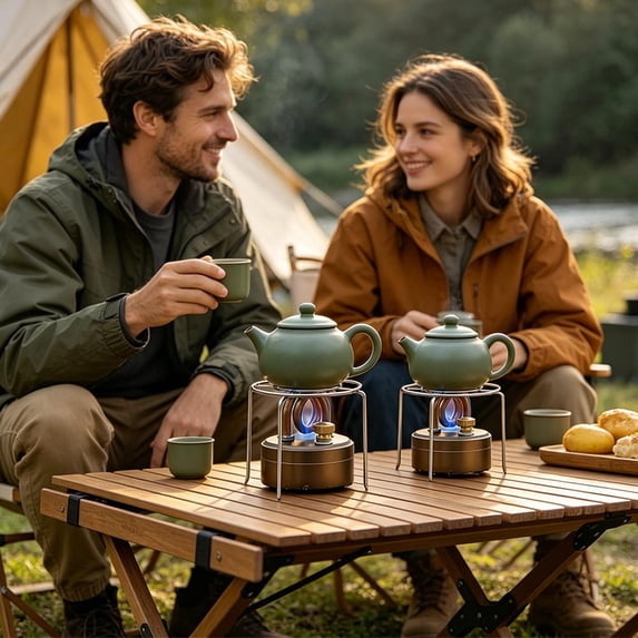 🏕️Self-Pressurized Alcohol Stove – Lightweight Aluminum & Copper Burner for Hiking, Camping & Survival