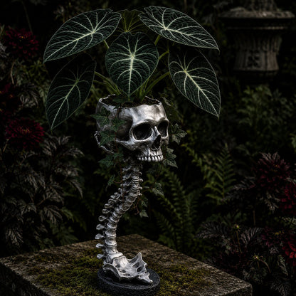 💀 🌿 Sculptured Skull Flowerpot