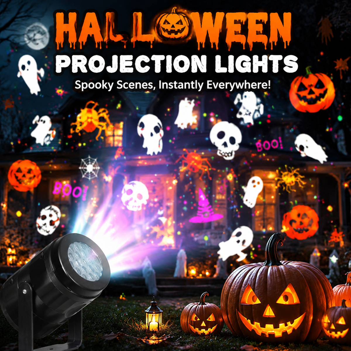 ☠️Halloween Skull Dynamic Light 10 Unique HD Projection Patterns
