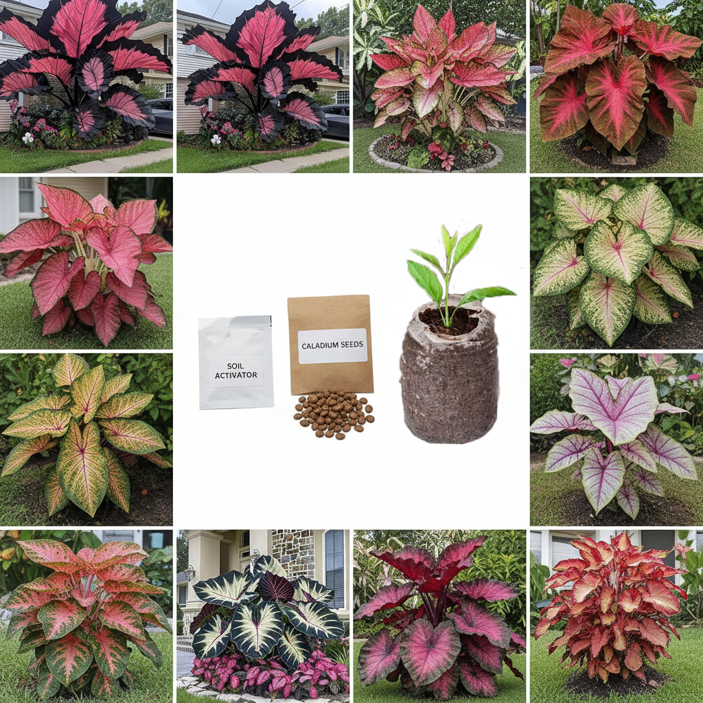 Giant Colorful Caladium Seeds-Colorful Foliage & Large Size