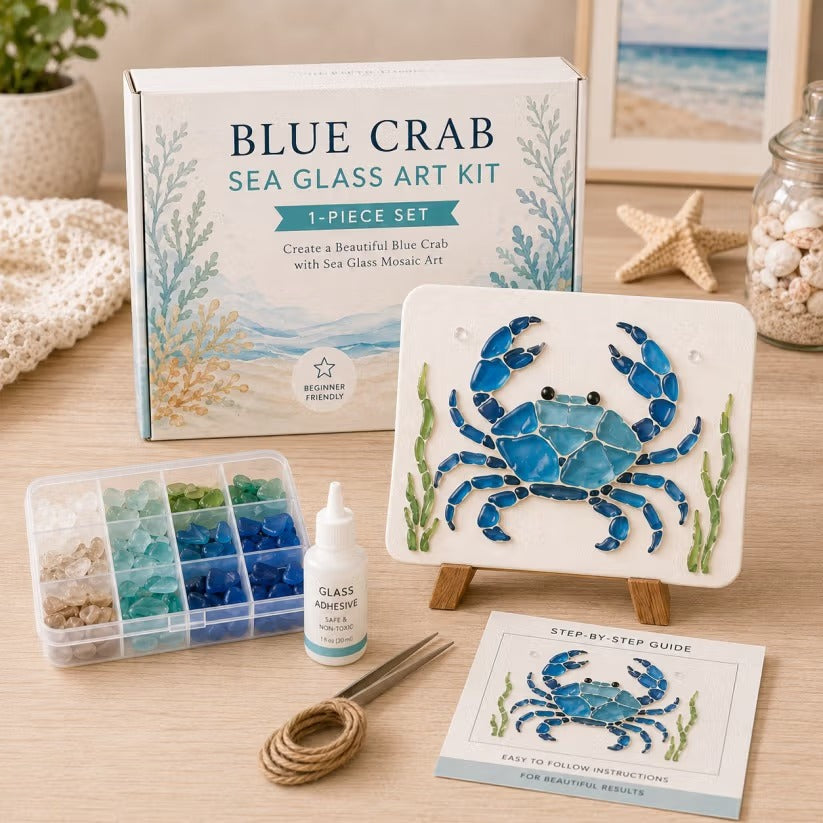 🌊 DIY Sea Glass Mosaic Art Kit – Create Beautiful Ocean-Inspired Artwork with Colorful Glass Pieces