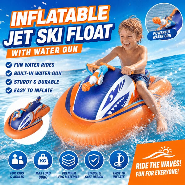 🌊 2-in-1 Shark Inflatable Jet Water Ski🚤 Built-in Water Gun