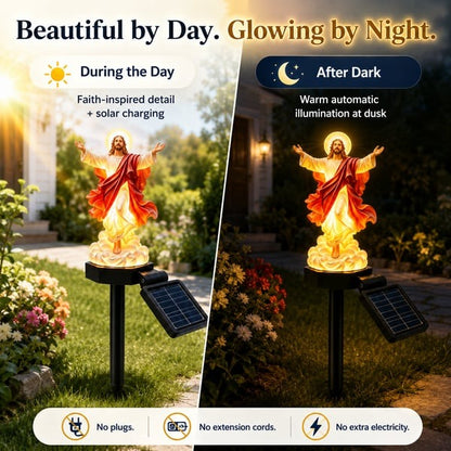 ✝️ Solar-Powered Light-Up Jesus Garden Statue