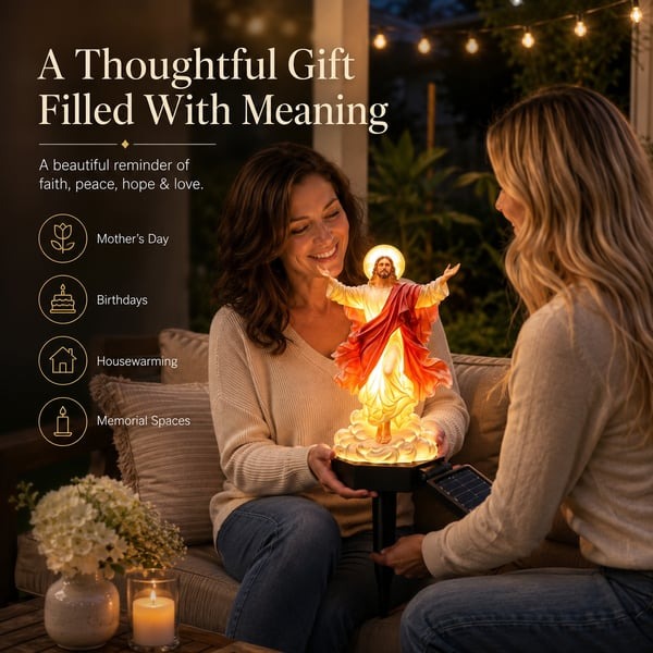 ✝️ Solar-Powered Light-Up Jesus Garden Statue