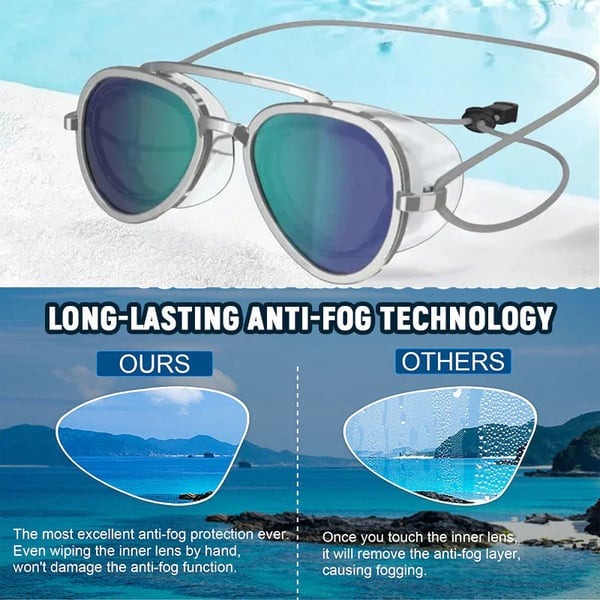 👓 Sunny Swim Goggles – UV Protection, Wide View, Chic Sunglass Look