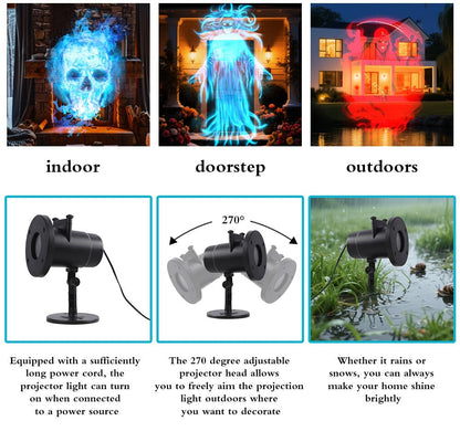 ☠️Halloween Skull Dynamic Light 10 Unique HD Projection Patterns