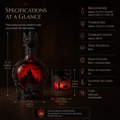 🍺Gothic Vampire Castle Whisky Decanter & Tumbler