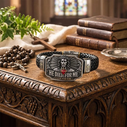 ❤️I Live for Him He Died for Me Christian Cross Braided Bracelet Gift Box Set