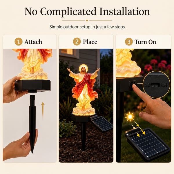 ✝️ Solar-Powered Light-Up Jesus Garden Statue