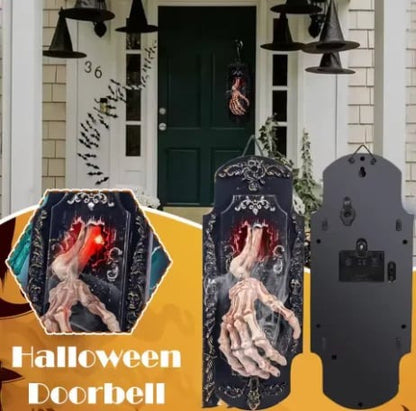 👻 Halloween Skeleton Hand Doorbell — Touch/Motion Activated with Red Light & Scary Sound