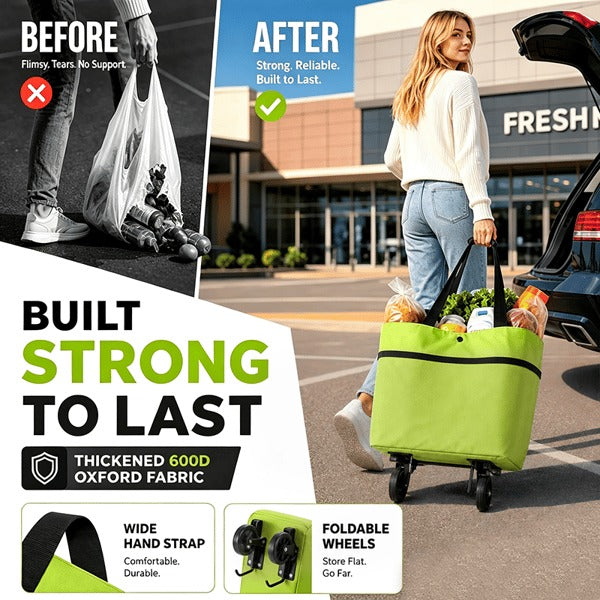 🛒2-in-1 Foldable Shopping Cart