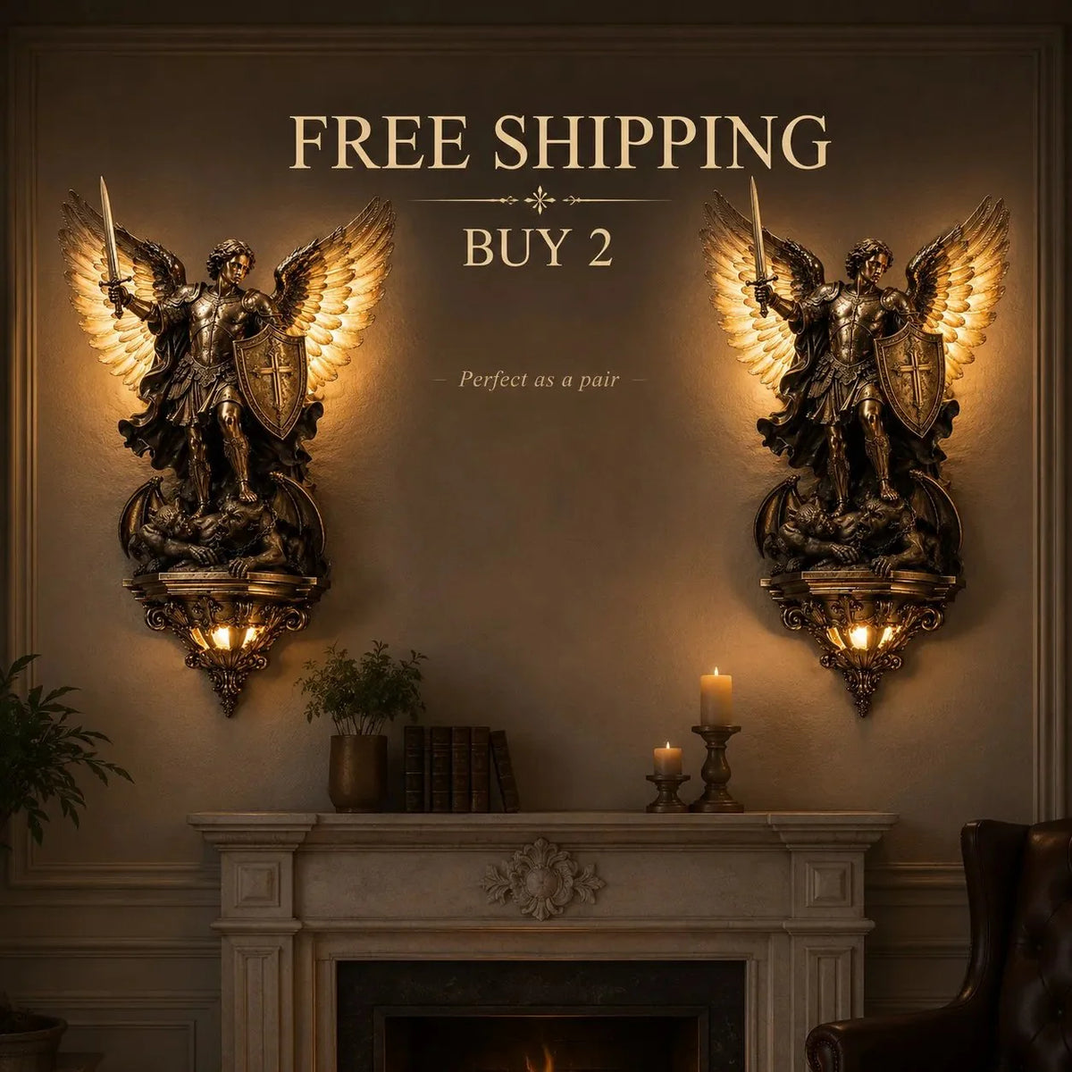 Sacred St. Michael Wall Light – Serene Faith-Inspired Home Decor