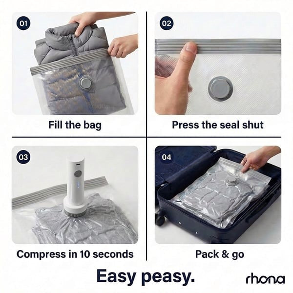 🏆 Voted Best Packing Hack 2026 🔥Cordless Travel Vacuum Bag Set
