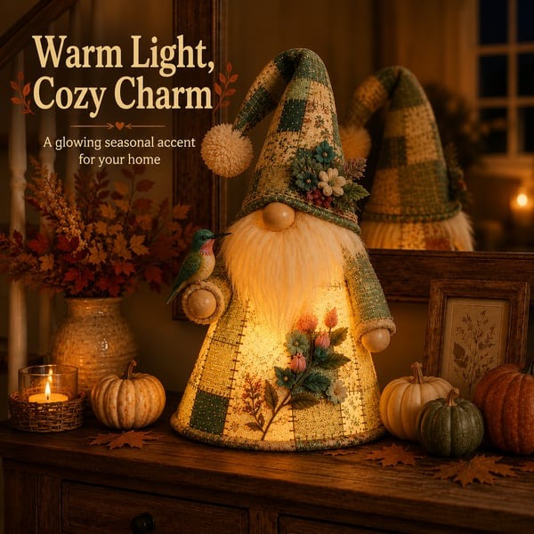 🐦 Patchwork Bird Gnome Light Collection
