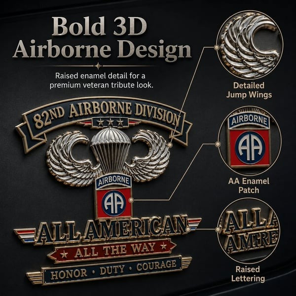 🪂U.S. Army 82nd Airborne Division Tribute Metal Car Emblem