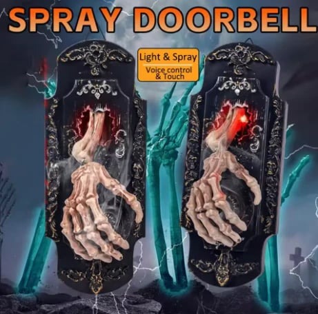 👻 Halloween Skeleton Hand Doorbell — Touch/Motion Activated with Red Light & Scary Sound