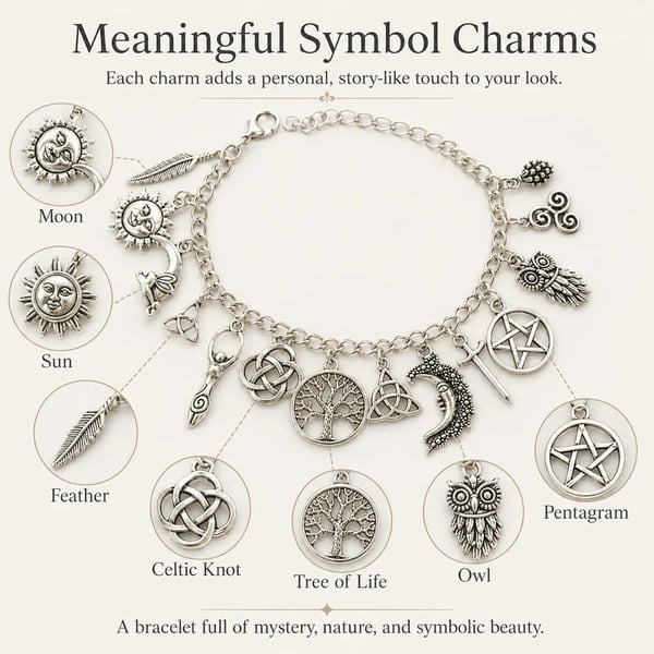 🖤 Celestial Gothic Boho Bracelet — Vintage Witchy Charm