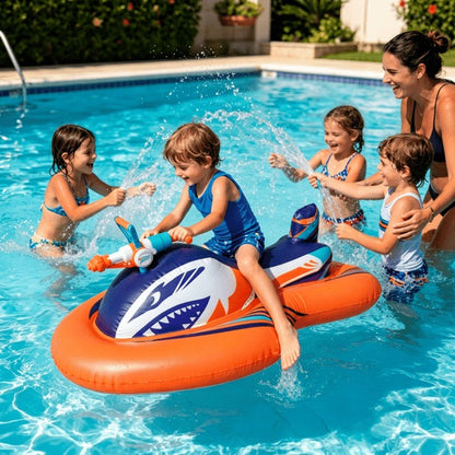 🌊 2-in-1 Shark Inflatable Jet Water Ski🚤 Built-in Water Gun