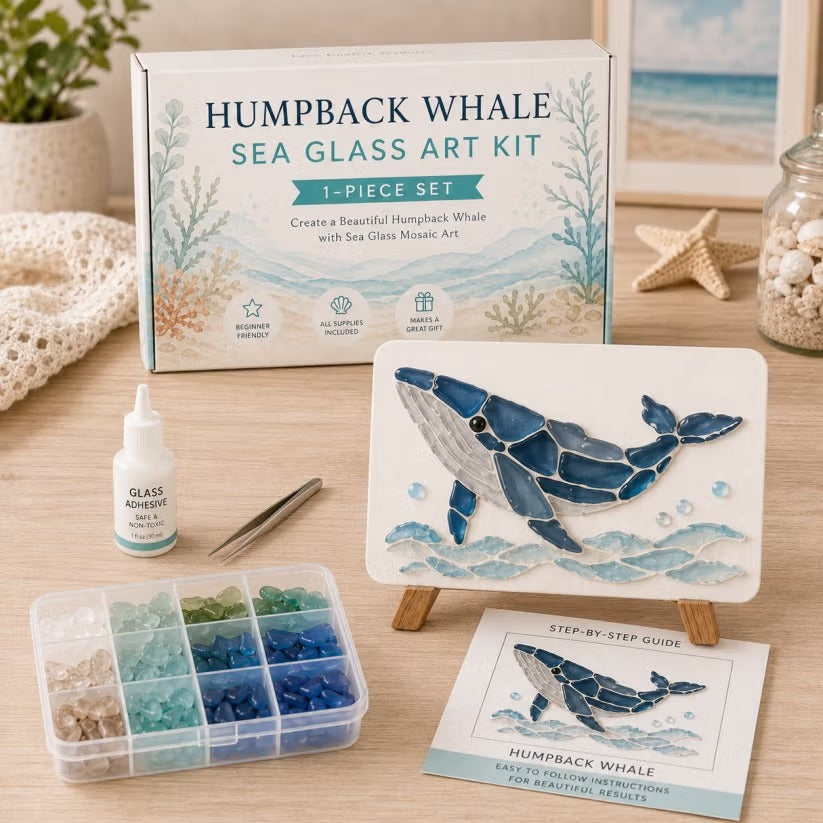 🌊 DIY Sea Glass Mosaic Art Kit – Create Beautiful Ocean-Inspired Artwork with Colorful Glass Pieces