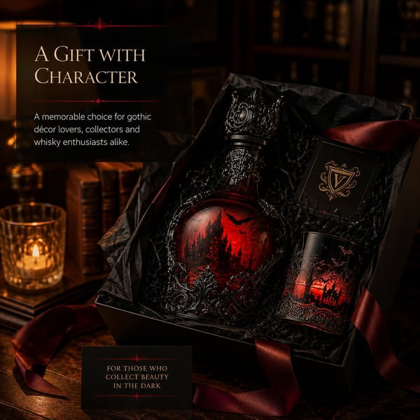 🍺Gothic Vampire Castle Whisky Decanter & Tumbler