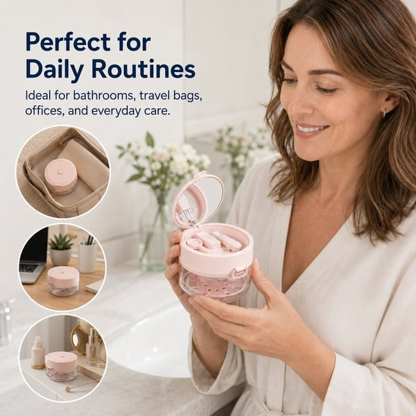 🔥3-in-1 Leak-Proof Retainer Cleaning Case with Mirror, Drain Tray & Travel Storage