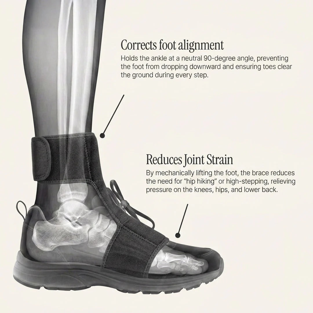 Elderly Foot Drop Walking Aid Brace, Ankle Foot Lift Support for Safe Daily Walking